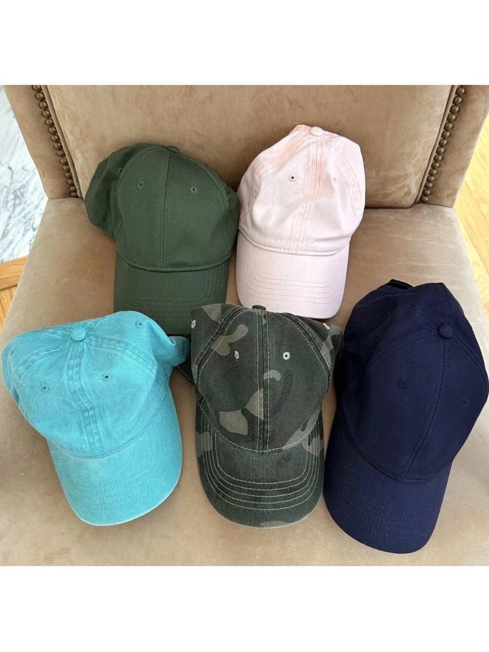 Lot of 5: Baseball Caps Assorted Colors Adjustable Strap Closure